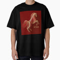 Minimalistic 2026 Red Fire Horse Rearing Up Silhouette by GrinGalore