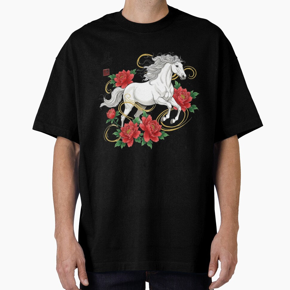 Year of the Horse 2026 White Horse & Red Peonies – New Year, New Page Notebook by loccotown168