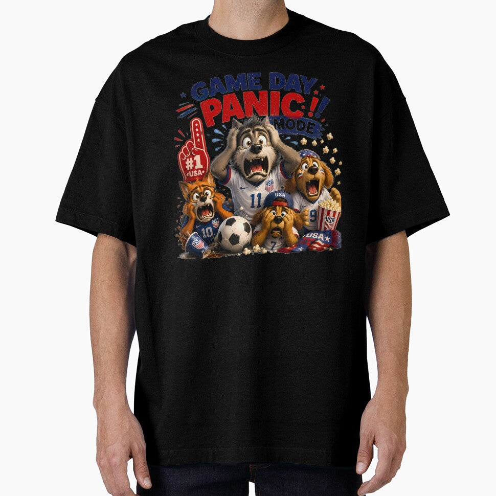 Game Day Panic Mode | Funny USA Soccer Fan Shirt by WabiSabiSjak