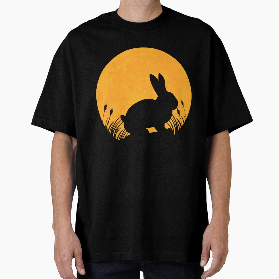rabbit animal lover Silhouette in full moon easter day gift by alaechamlal