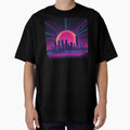 Retro Neon Synthwave Cityscape | Vaporwave Skyline Poster & Sticker by BlendArts