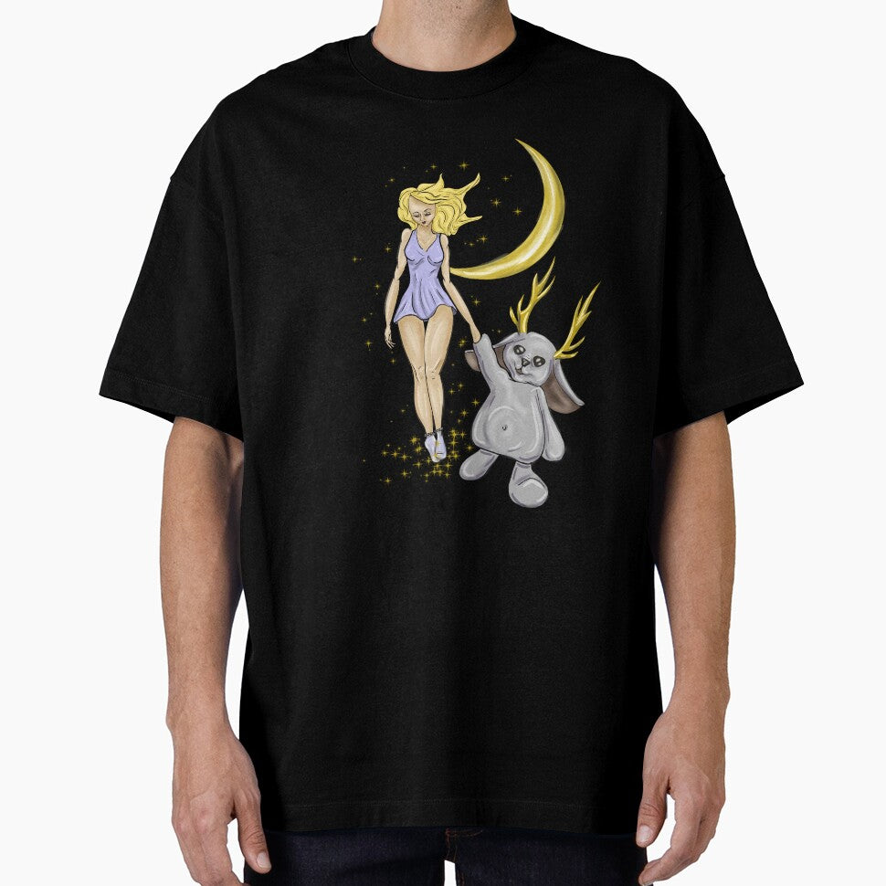 Moonlit Dream – Floating Girl and Spirit Companion by Kmaciulyte94
