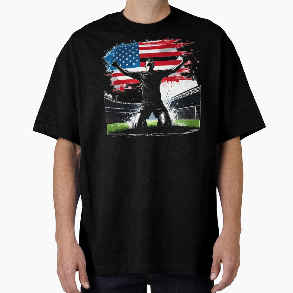 USA Soccer Player Goal Celebration — American Flag Football Fan by icemanphotos