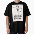 Balance Aesthetic Vintage Girl Black and White Minimalist Retro 70s Graphic Tee Design by VINTAGEPUNTEES