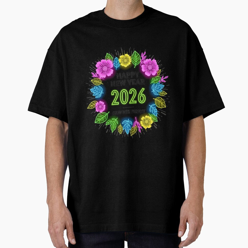 Neon Floral Happy New Year 2026 | Grow with Purpose Celebration by lojadpop