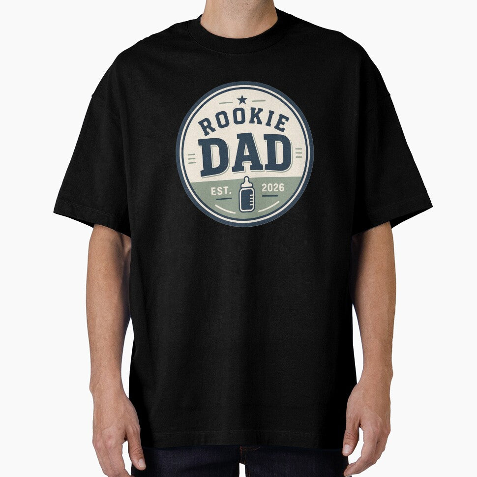Rookie Dad Est 2026 New Dad Badge Baby Bottle Design by FestivityFinds