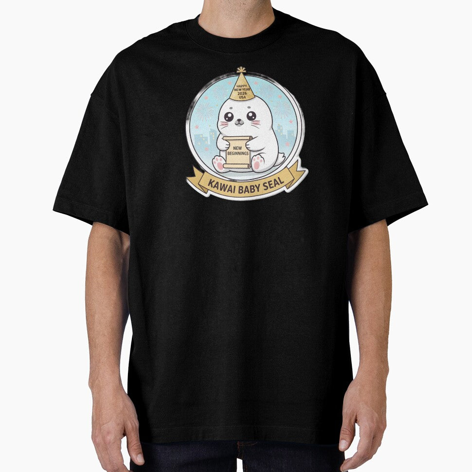 Kawaii Baby Seal New Year 2026 USA Arctic Celebration by arup7980