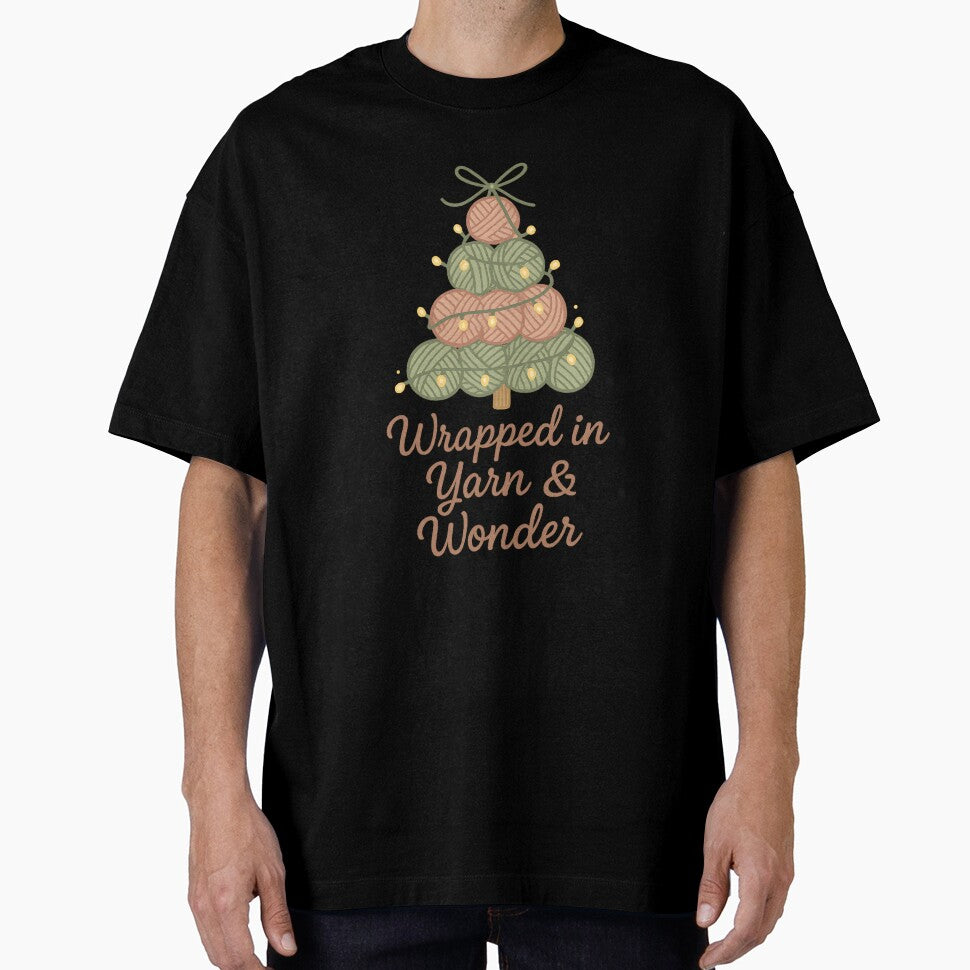 Wrapped in Yarn & Wonder – Knitting Christmas T-shirt for Crafters by 123artistickay