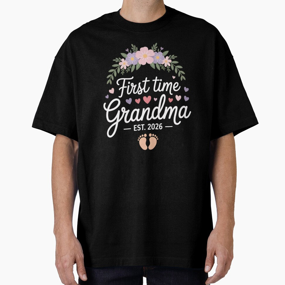 First Time Grandma Est. 2026 | Floral Baby Announcement Design by Gogetgiggles
