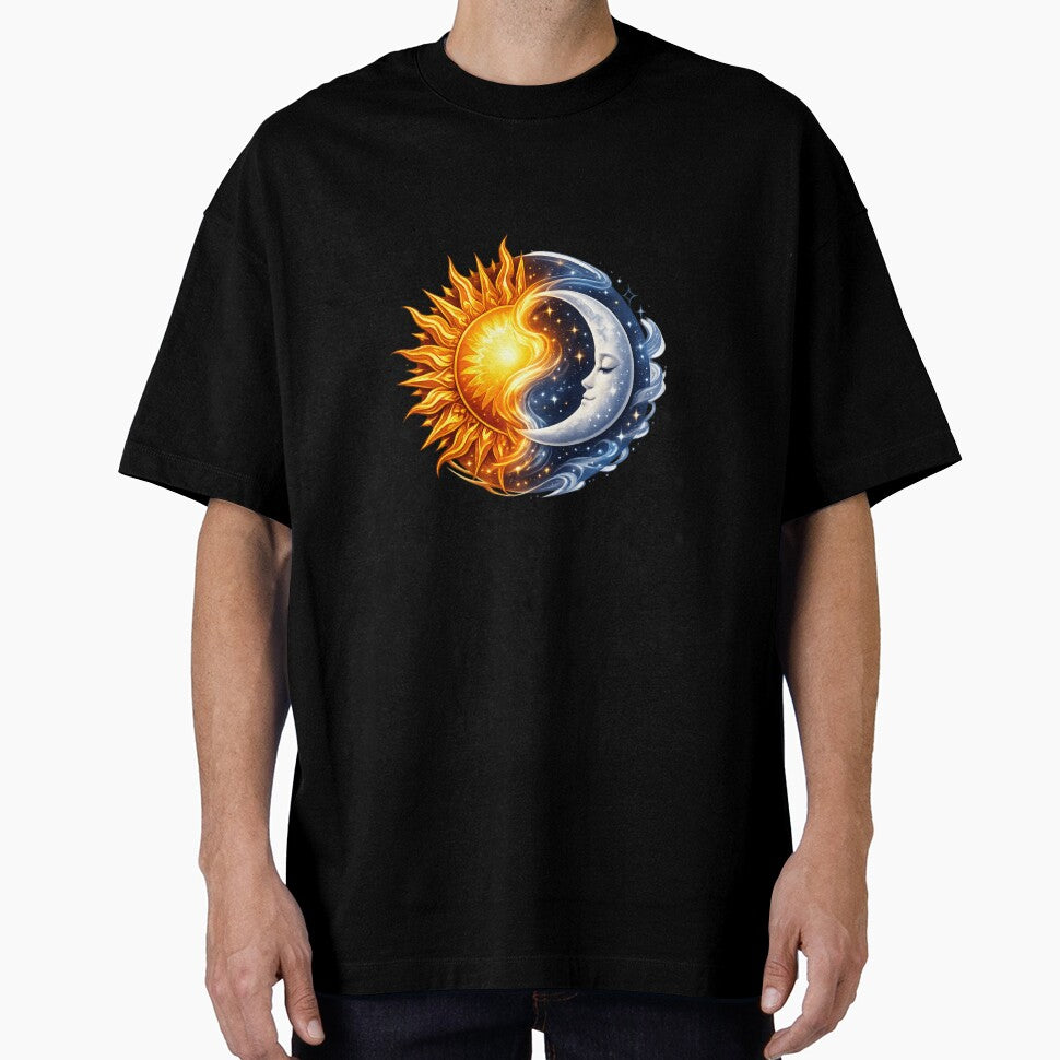 Sun and Moon Balance Celestial Yin Yang – Cosmic Spiritual Sun Moon Harmony Design by ArtWaveStudio8