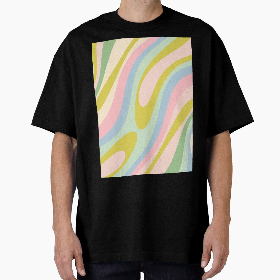 Wavy Loops Retro Abstract Pattern Pastel Pink Blue Green Chartreuse by kierkegaard