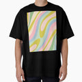 Wavy Loops Retro Abstract Pattern Pastel Pink Blue Green Chartreuse by kierkegaard