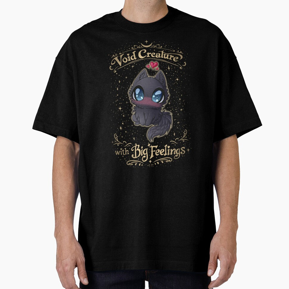 Void Creature With Big Feelings Cat Shirt - Neurodivergent Humor - Chaotic Black Cat Goth Graphic - Alt Gamer Meme by ZomBPoofy