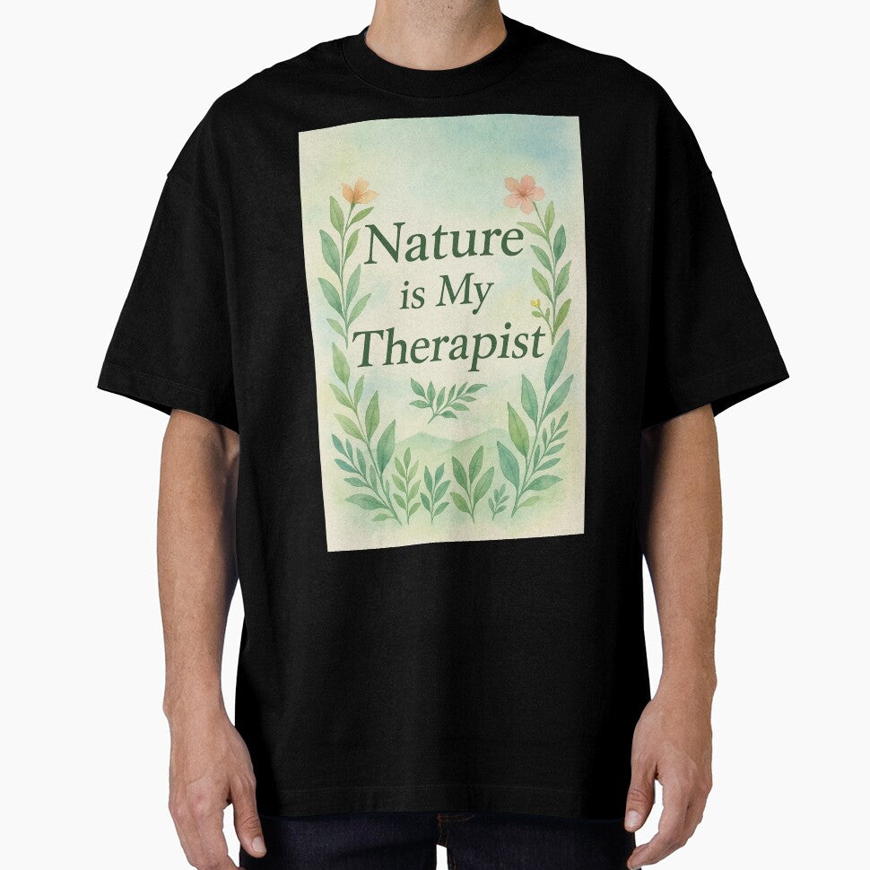 Nature Is My Therapist – Watercolor Calm Botanical Quote by astersgraphics