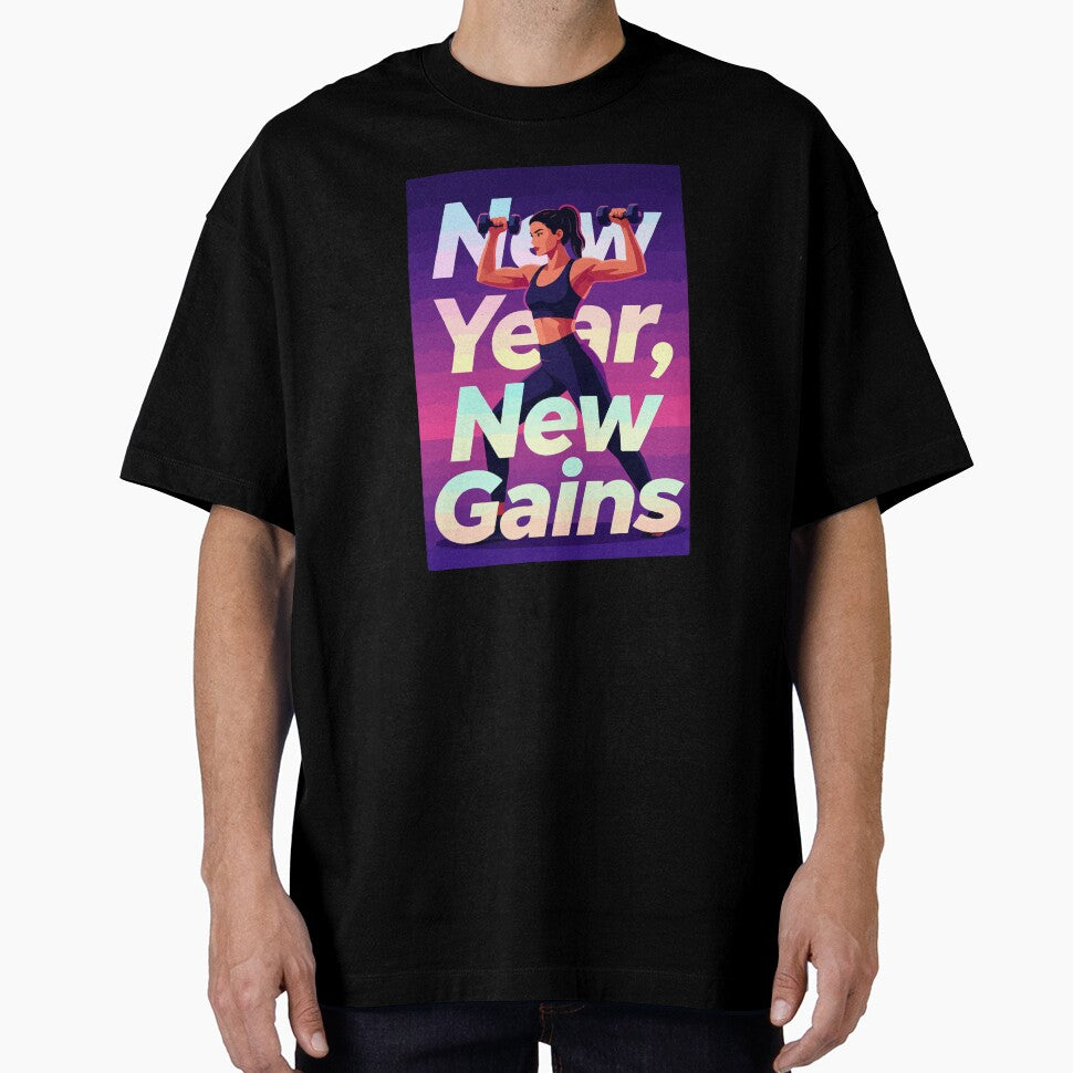 New Year New Gains - Female Fitness Motivation 2026 Women Weightlifting Gym Art by Design-Pro-21