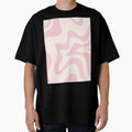 Retro Liquid Swirl Abstract Pattern Square in Baby Pink and Cream by kierkegaard