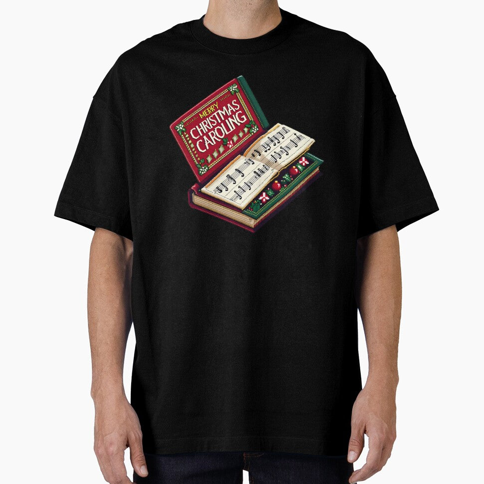 Cute Pixel Christmas Caroling Book with Music Notes by BankMano
