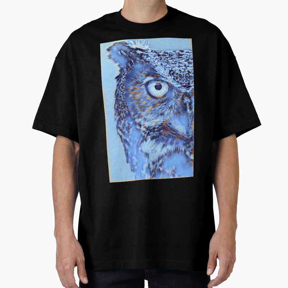 Winter Snowfall Art Portrait Great Horned Owl Bird Face by TheWildFlix