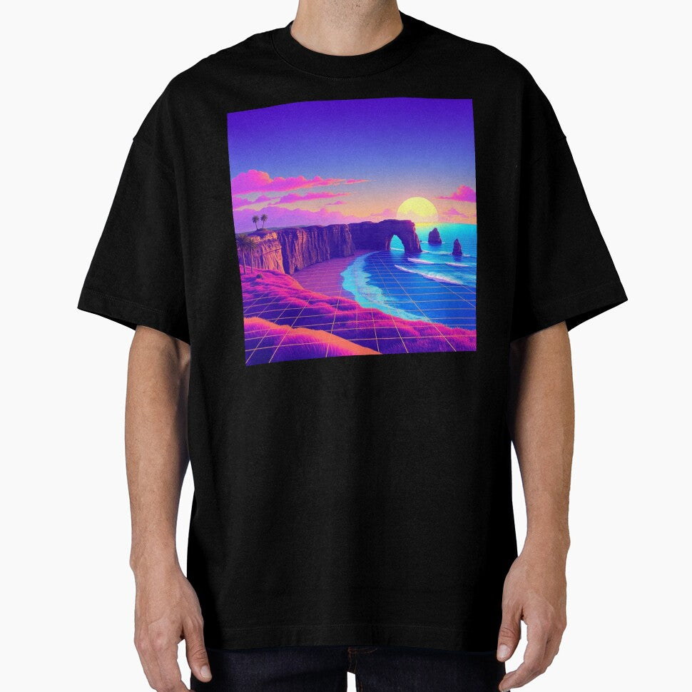 Vaporwave Twelve Apostles Sunset Grid Aesthetic by EllDAV777