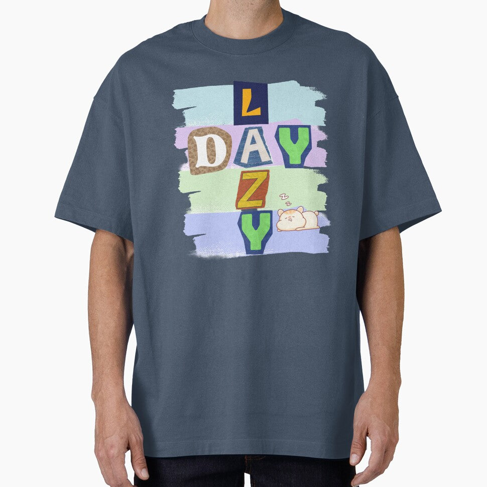 Lazy Day Collage Art Tee with Sleeping Cat by SeJaa