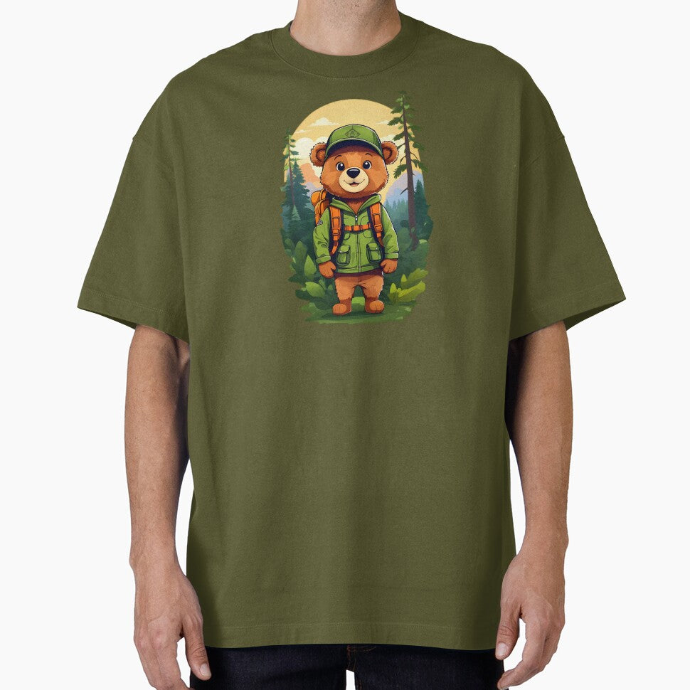 Young bear cub explorer in forrest cartoon comic graphic for kids by CedricNorbinho