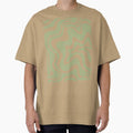 Retro Liquid Swirl Abstract Gingham Check Pattern Light Sage Green and Cream by kierkegaard