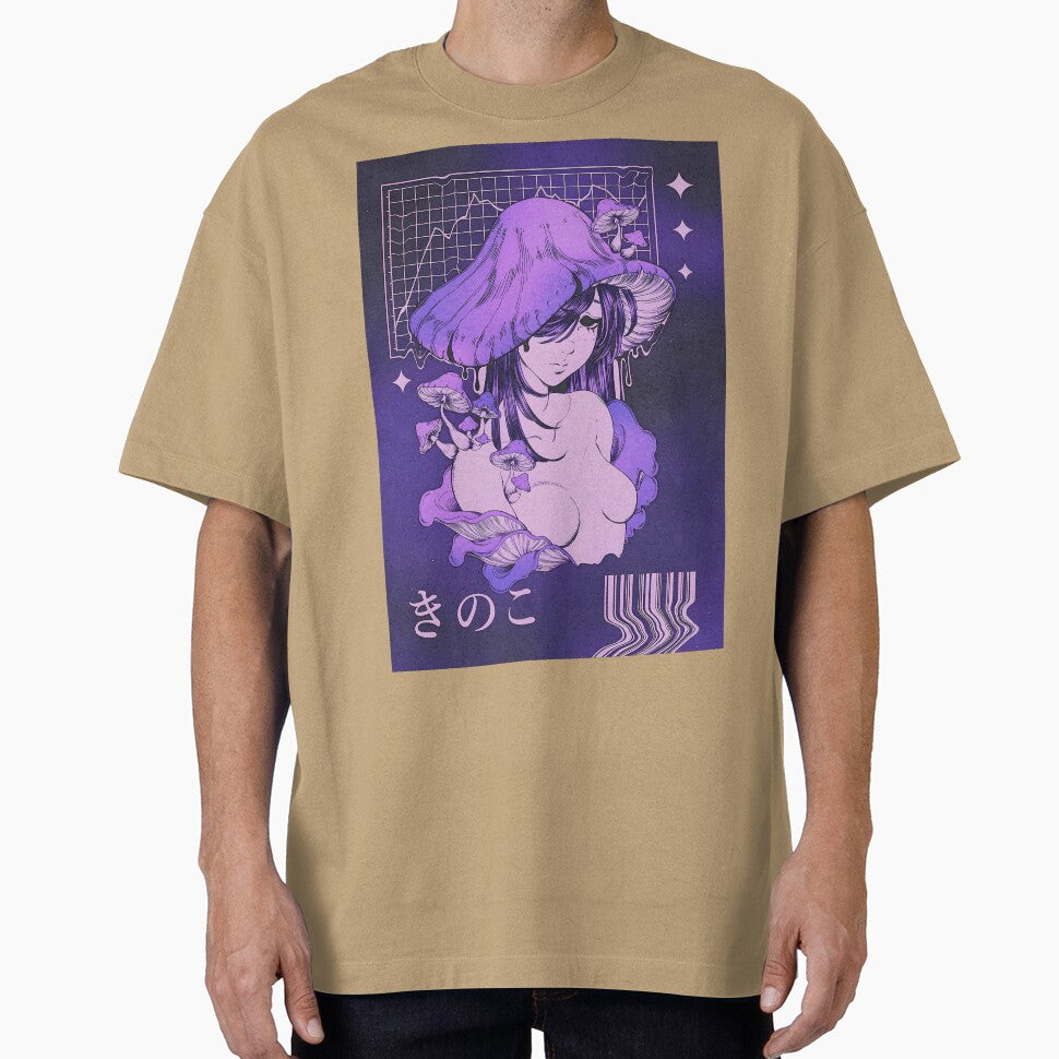 Sad anime mushroom girl purple lo-fi aesthetic by yakima-deona