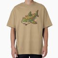 Mossy Shark Cute Ocean Creature with Mushrooms and Flowers, Goblincore Nature Art by Magnificent Lizard