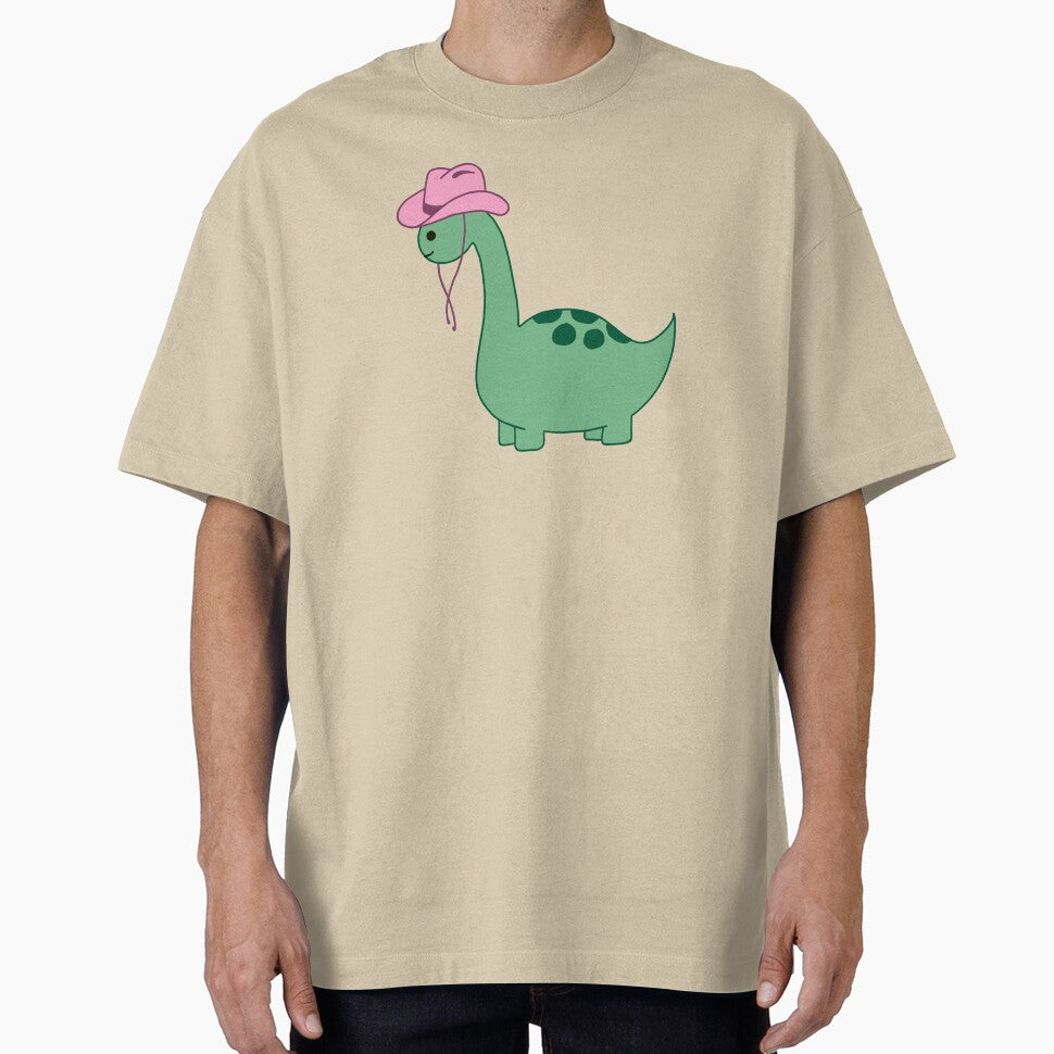 Green Dinosaur wearing a Pink Cowboy Hat by sfsart