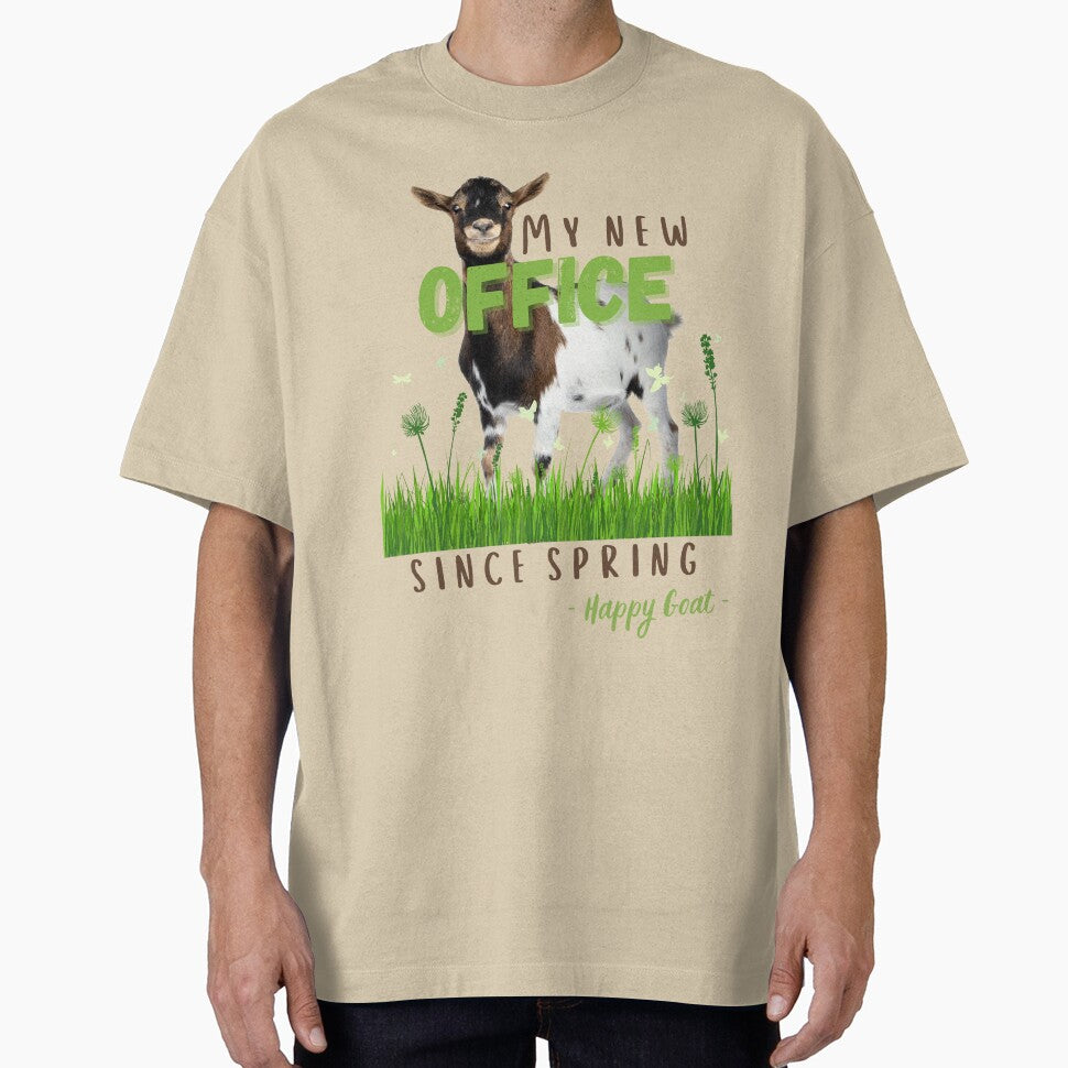 happy goat on meadow - my office since spring by PositiveIdeas