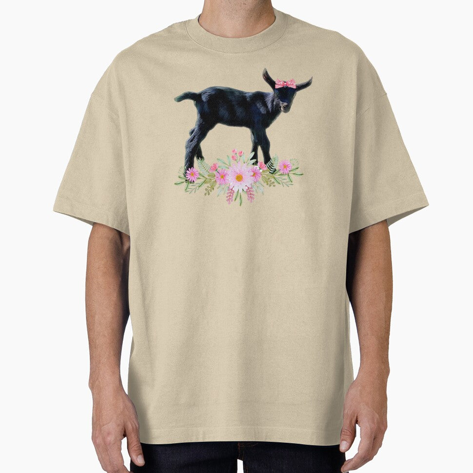 Baby goat, adorable goat kid with bow and flowers by CritterCapers