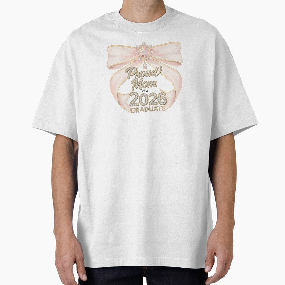 Proud Mom of a 2026 Graduate with Pink Bow & Diamonds by JeweledDesigns