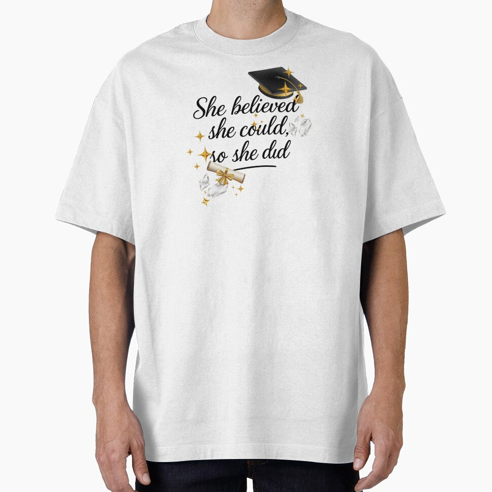 She Believed She Could So She Did Quote with Graduation Hat, Diploma, & Diamonds by JeweledDesigns