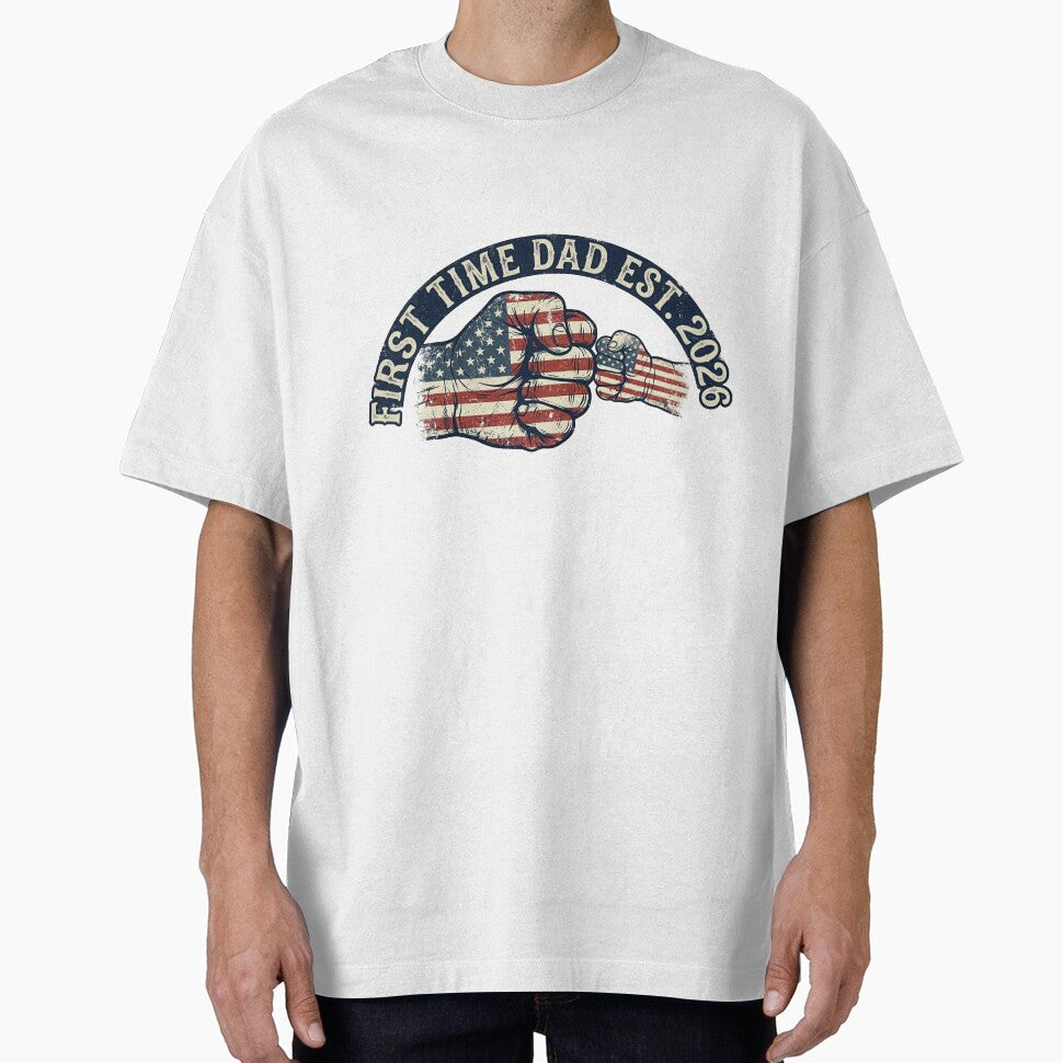 First Time Dad Est. 2026 Patriotic Fist Bump Father Design by KelliesGrafix