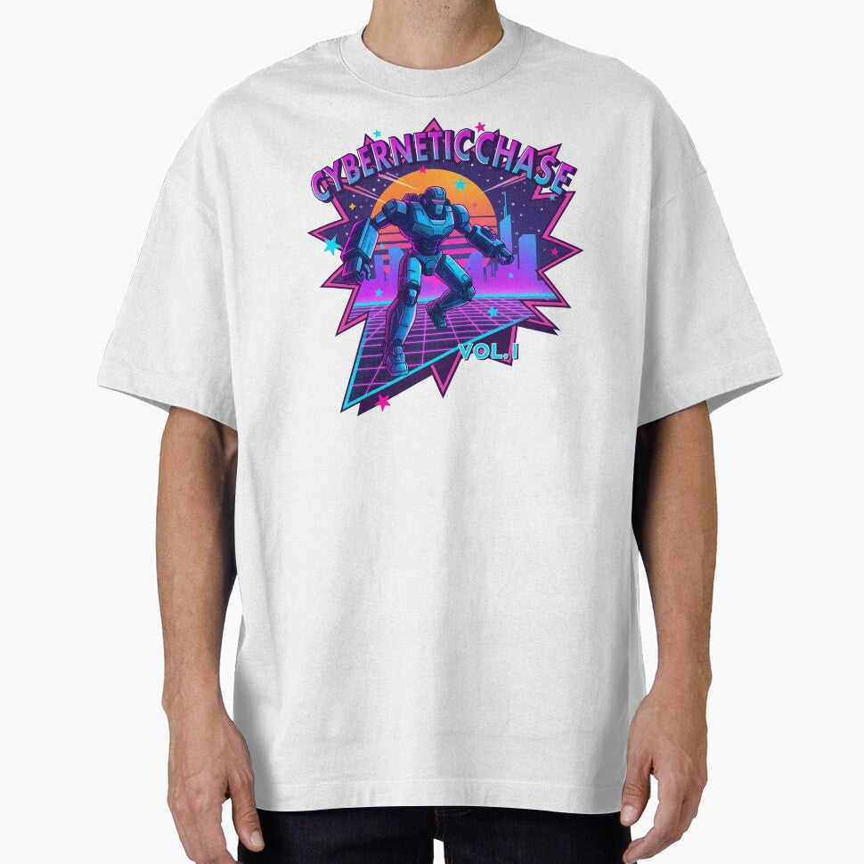 Cybernetic Chase – Retro Synthwave Robot Design by tviyluv