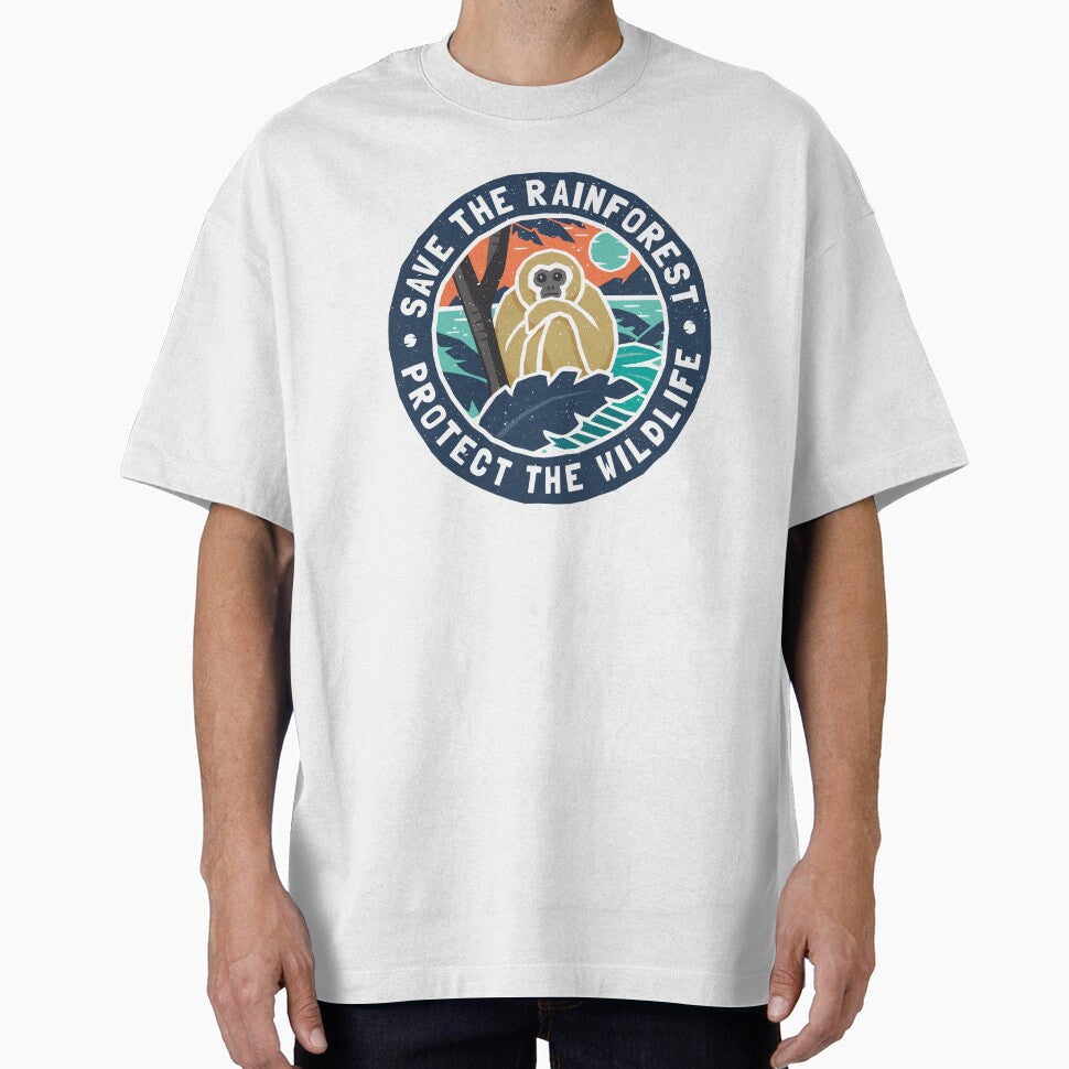 Gibbon Monkey in Wild - Save the Rainforest, Protect the Wildlife by Bangtees