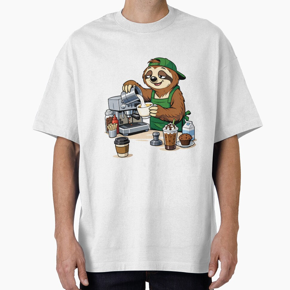 Lazy Sloth Barista Making Coffee by Molineriani