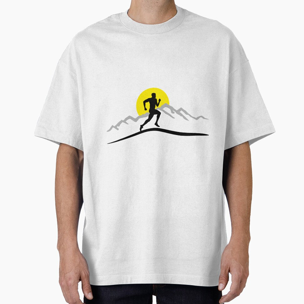 Running, runners and mountains with sun by claudiasartwork