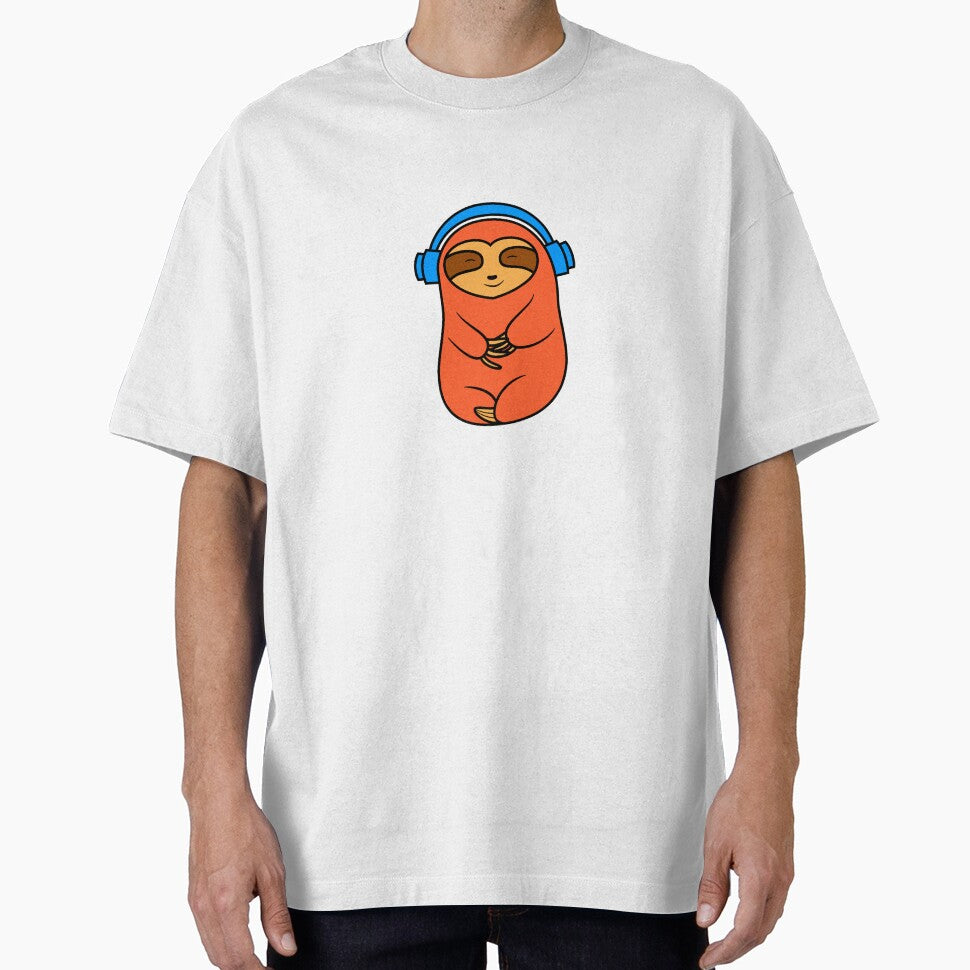 Happy Orange Sloth Listening to Music by SubtleSplit