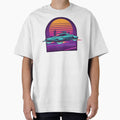 Retro Futuristic Hover Car Neon Sunset Synthwave Style. by The-T-In-Retro