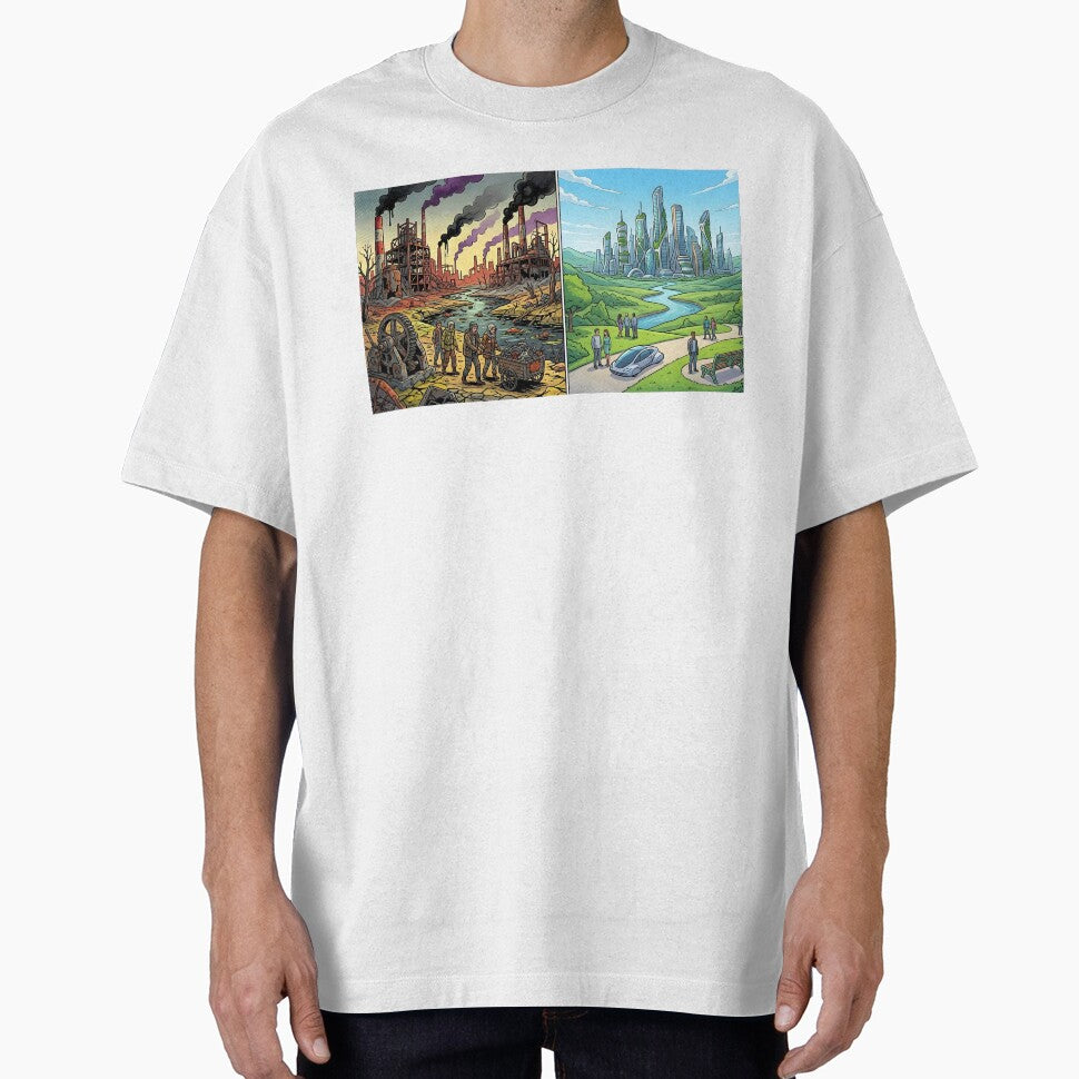 Dystopia vs Utopia Eco Futuristic Split Scene Art by Daniela`s shop