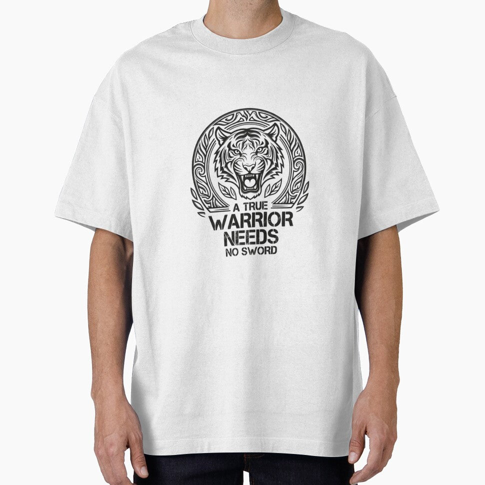 A True Warrior Needs No Sword - Tribal Tiger Motivational Sticker by Amituniqart