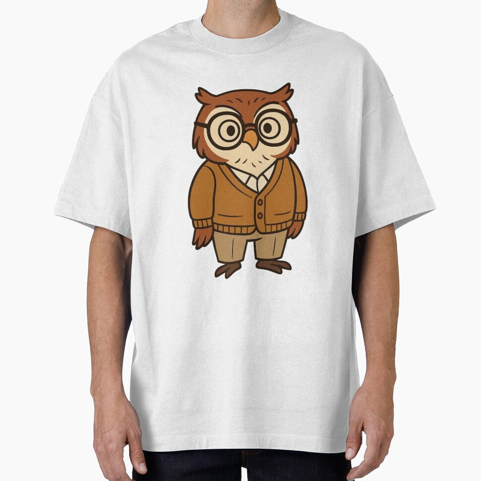 Wise Owl in Glasses and Cardigan – Cute Cartoon Style by Confuzz1ed