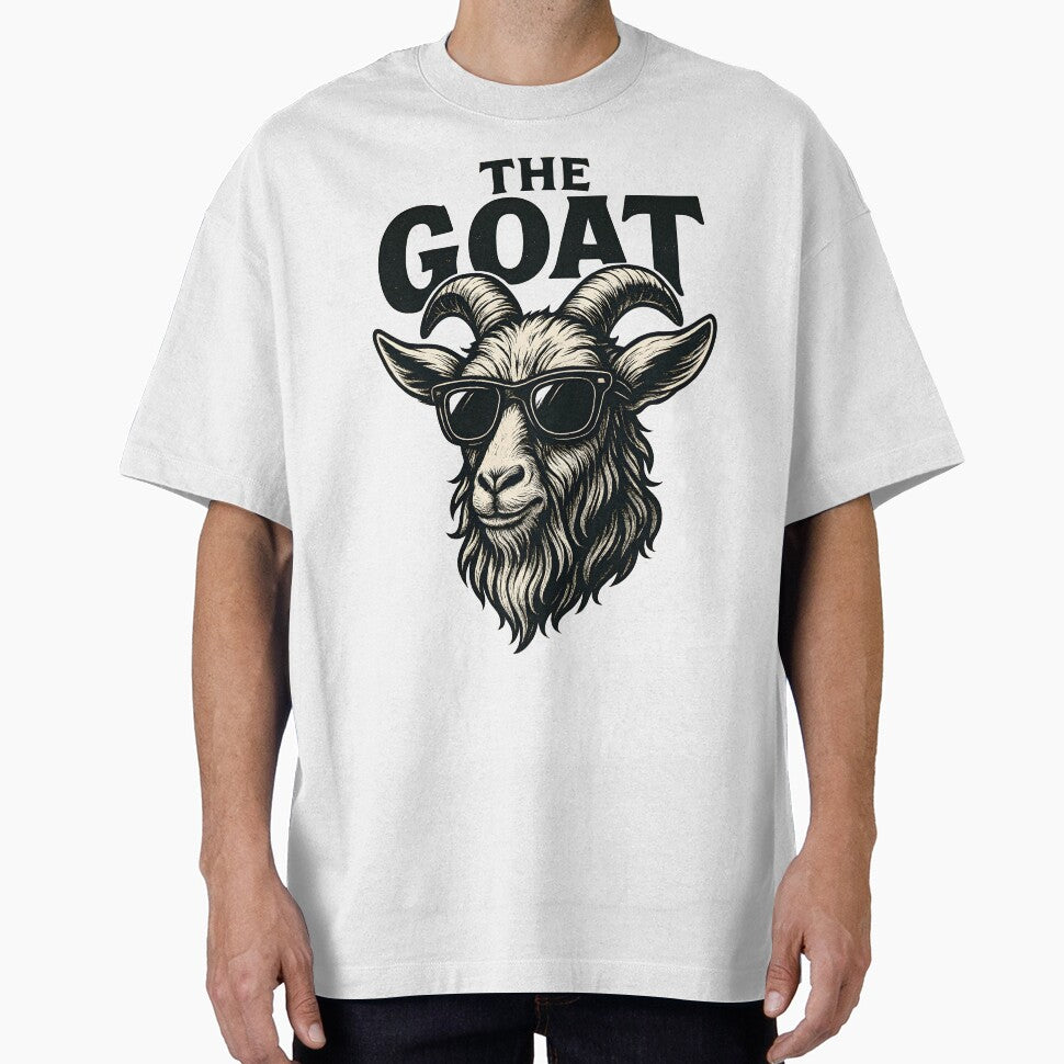 THE GOAT Cool Sunglasses Goat T-Shirt – Funny Animal Art, Bold Vector Design by WAUZ