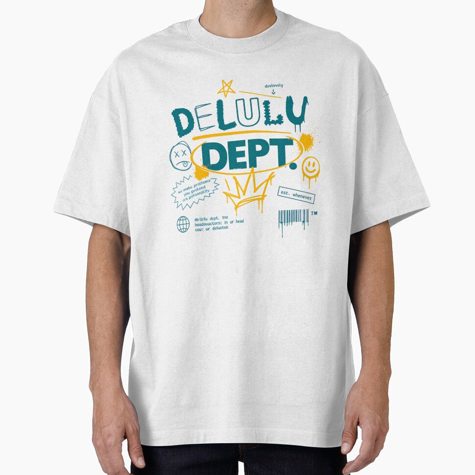 Delulu Dept Ironic Meme Y2K Cybercore Neon Graffiti Graphic by etuvibes