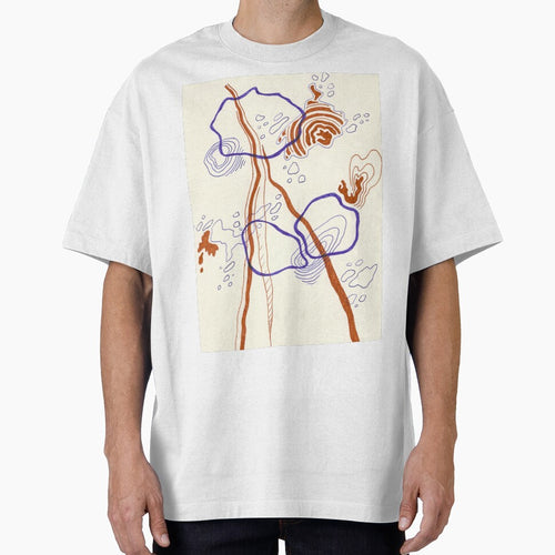 "Water Shapes" Abstract Bronze and Blue Line Color Messy Doodle by BOKEbyTC
