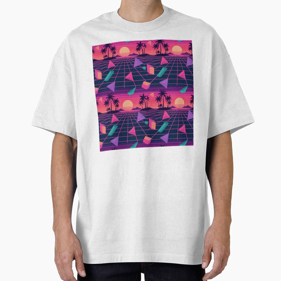 Retro Vaporwave Grid Sunset Synthwave Aesthetic by StickyGuys
