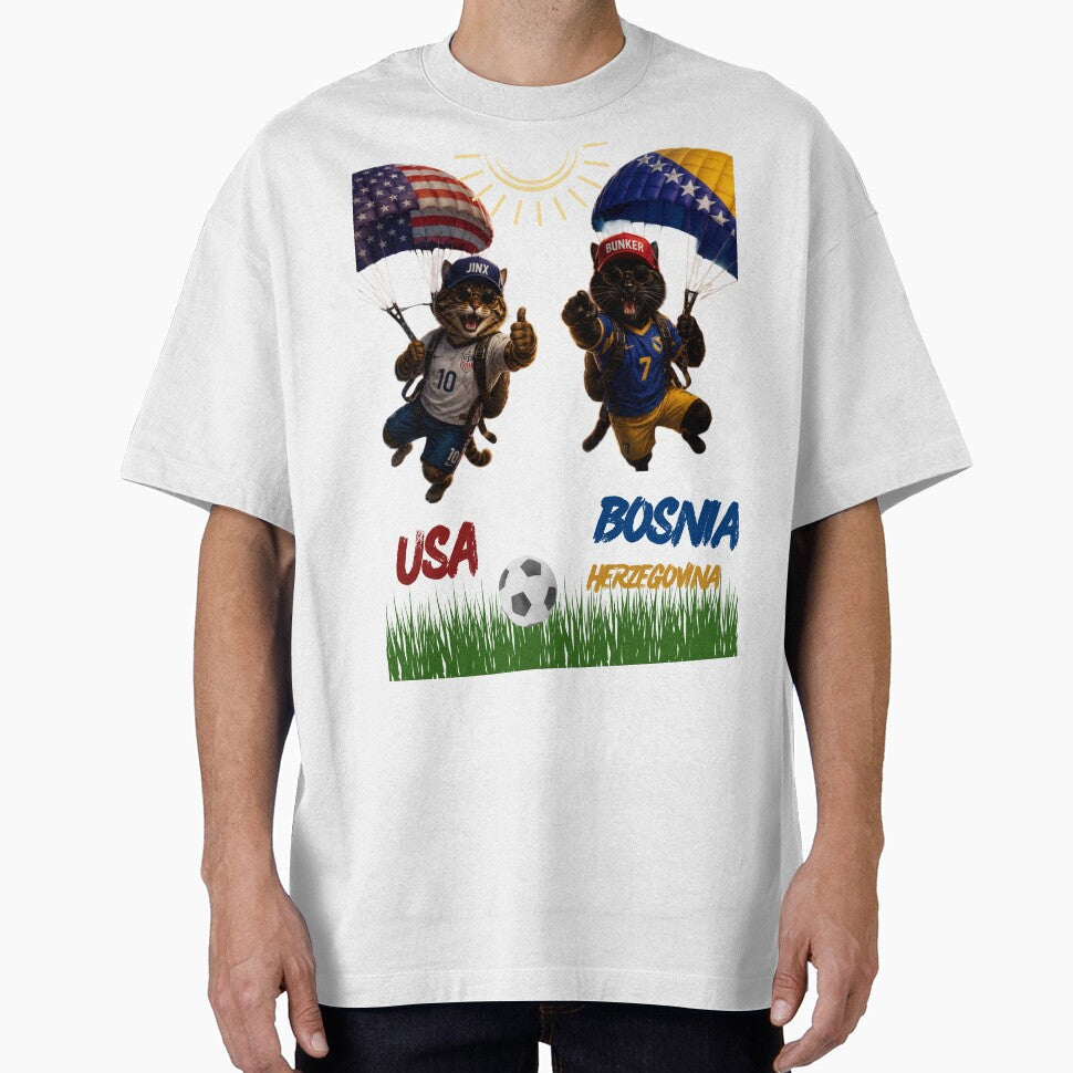USA vs Bosnia Herzegovina Funny Soccer Cats World Cup 2026 by nexargraphics