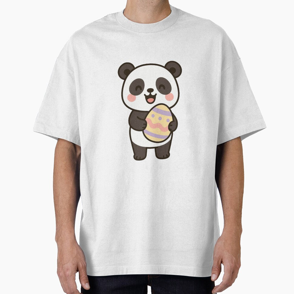 Happy Panda Holding Easter Egg – Cute Spring Animal Character by Confuzz1ed