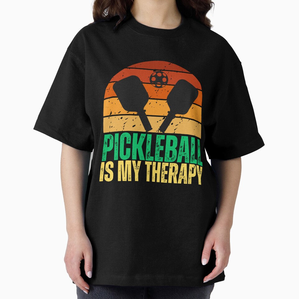 Pickleball Is My Therapy Retro Sunset by ShopFanCreation
